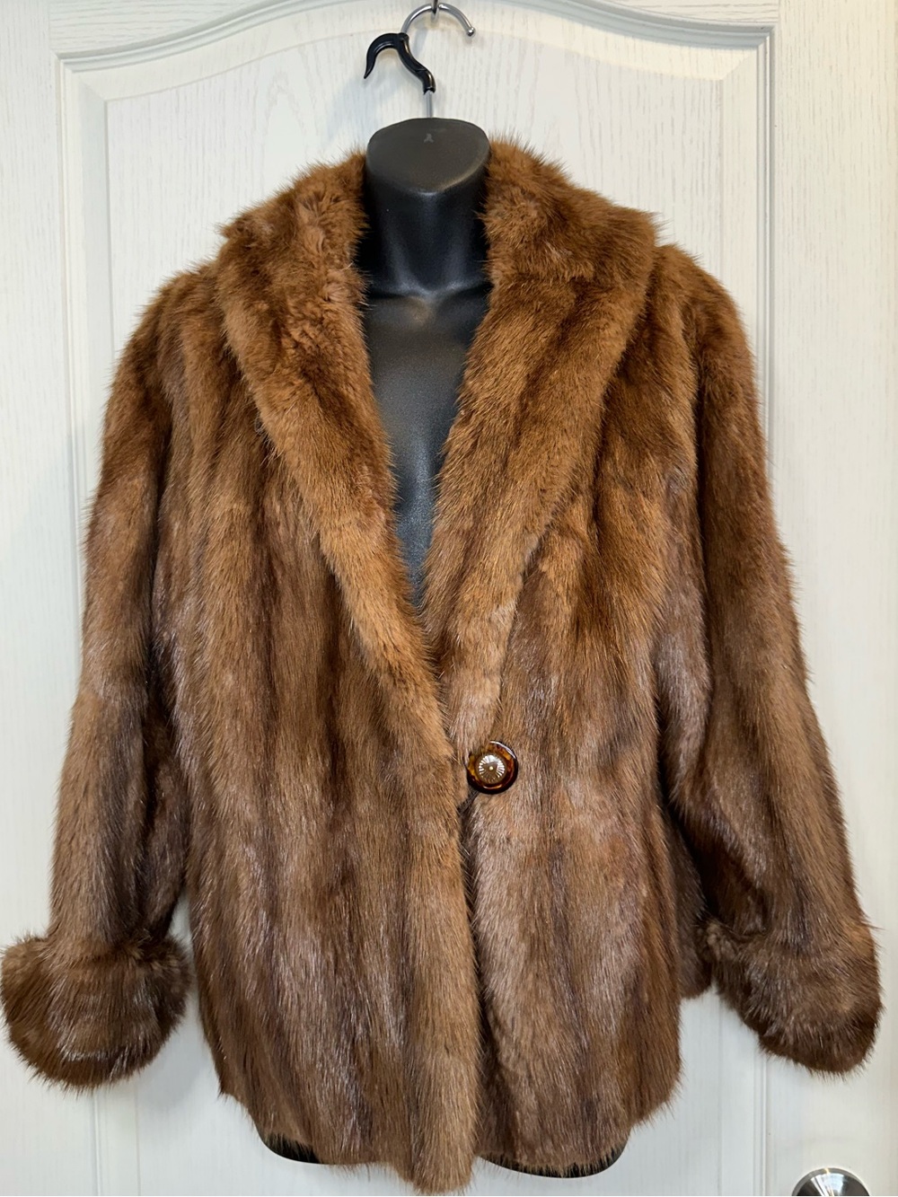 Vintage EUC Brown Real Fur Coat 23” ptp